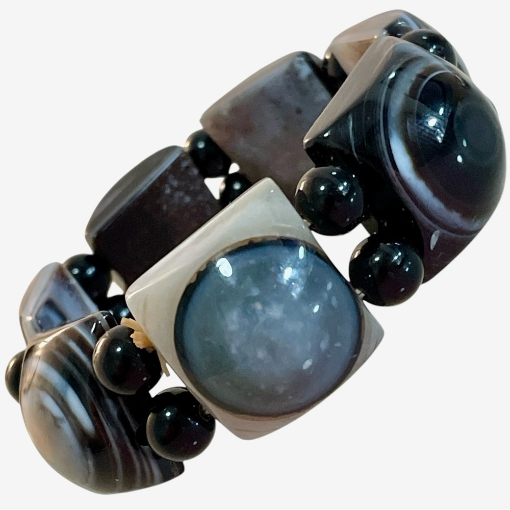 Genuine Eye Agate Stretch Bracelet Handmade